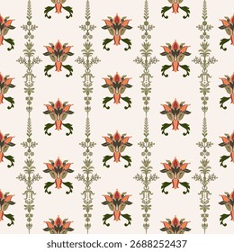 Vector Hand drawn colourful geometric flowers Motifs African boho paisley, seamless patterns with floral for fabric Ethnic Indian Pattern, textiles, clothing, wrapping paper, backdrop, banner.
