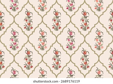 Vektor Handgezeichnete bunte geometrische Blumen Motive African boho paisley, nahtlose Muster mit Blumen für Stoff Ethnic Indian Pattern, Textilien, Kleidung, Umschlagpapier, Kulisse, Banner.
