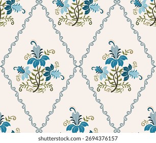 Vetor mão desenhado colorido flores geométricas Motifs Africano boho paisley, padrões sem costura com floral para tecido Etnic Indian Pattern, têxteis, roupas, papel de embalagem, pano de fundo, banner.
