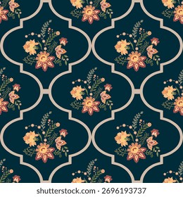 Vetor mão desenhado colorido flores geométricas Motifs Africano boho paisley, padrões sem costura com floral para tecido Etnic Indian Pattern, têxteis, roupas, papel de embalagem, pano de fundo, banner.
