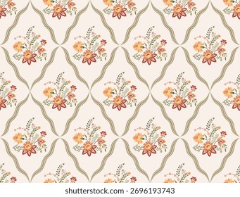 Vetor mão desenhado colorido flores geométricas Motifs Africano boho paisley, padrões sem costura com floral para tecido Etnic Indian Pattern, têxteis, roupas, papel de embalagem, pano de fundo, banner.

