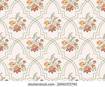 Vetor mão desenhado colorido flores geométricas Motifs Africano boho paisley, padrões sem costura com floral para tecido Etnic Indian Pattern, têxteis, roupas, papel de embalagem, pano de fundo, banner.
