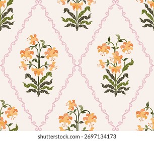 Vector Hand drawn colourful geometric flowers Motifs African boho paisley, seamless patterns with floral for fabric Ethnic Indian Pattern, textiles, clothing, wrapping paper, backdrop, banner.

