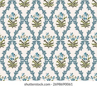 Vector Hand drawn colourful geometric flowers Motifs African boho paisley, seamless patterns with floral for fabric Ethnic Indian Pattern, textiles, clothing, wrapping paper, backdrop, banner.
