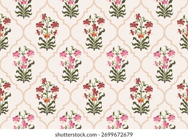 Vetor mão desenhado colorido flores geométricas Motifs Africano boho paisley, padrões sem costura com floral para tecido Etnic Indian Pattern, têxteis, roupas, papel de embalagem, pano de fundo, banner.
