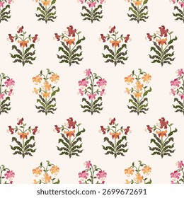 Vetor mão desenhado colorido flores geométricas Motifs Africano boho paisley, padrões sem costura com floral para tecido Etnic Indian Pattern, têxteis, roupas, papel de embalagem, pano de fundo, banner.

