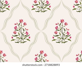 Vector Hand drawn colourful geometric flowers Motifs African boho paisley, seamless patterns with floral for fabric Ethnic Indian Pattern, textiles, clothing, wrapping paper, backdrop, banner.
