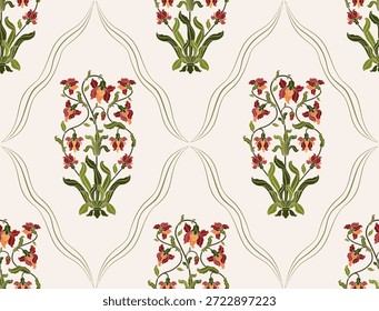 Vector Dibujado a mano de flores geométricas coloridas Motivos boho africano paisley, patrones sin costuras con tela floral para el patrón étnico indio, textiles, ropa, papel de embalaje, telón de fondo, Anuncio.
