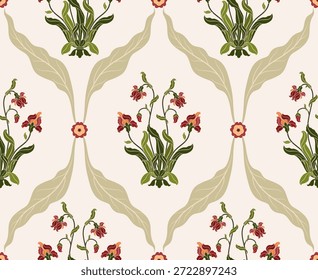 Vector Hand drawn colourful geometric flowers Motifs African boho paisley, seamless patterns with floral for fabric Ethnic Indian Pattern, textiles, clothing, wrapping paper, backdrop, banner.
