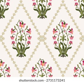 Vector Dibujado a mano de flores geométricas coloridas Motivos boho africano paisley, patrones sin costuras con tela floral para el patrón étnico indio, textiles, ropa, papel de embalaje, telón de fondo, Anuncio.

