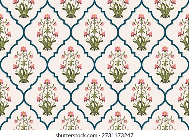 Vektor Handgezeichnete bunte geometrische Blumen Motive African boho paisley, nahtlose Muster mit Blumen für Stoff Ethnic Indian Pattern, Textilien, Kleidung, Umschlagpapier, Kulisse, Banner.


