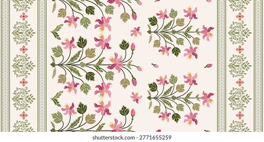 Vector Hand drawn colourful geometric flowers Motifs African boho paisley, seamless patterns with floral for fabric Ethnic Indian Pattern, textiles, clothing, wrapping paper, backdrop, banner.
