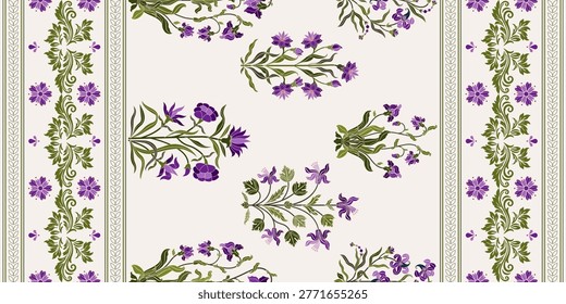 Vector Hand drawn colourful geometric flowers Motifs African boho paisley, seamless patterns with floral for fabric Ethnic Indian Pattern, textiles, clothing, wrapping paper, backdrop, banner.
