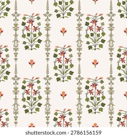 Vector Hand drawn colourful geometric flowers Motifs African boho paisley, seamless patterns with floral for fabric Ethnic Indian Pattern, textiles, clothing, wrapping paper, backdrop, banner.
