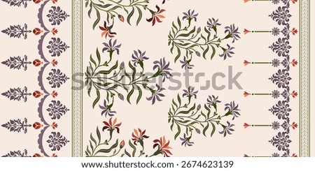 Vector Hand drawn colourful geometric flowers Motifs African boho paisley, seamless patterns with floral for fabric Ethnic Indian Pattern, textiles, clothing, wrapping paper, backdrop, banner.

