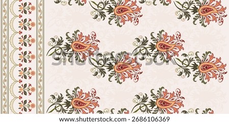 Vector Hand drawn colourful geometric flowers Motifs African boho paisley, seamless patterns with floral for fabric Ethnic Indian Pattern, textiles, clothing, wrapping paper, backdrop, banner.
