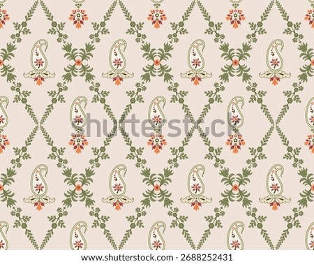 Vector Hand drawn colourful geometric flowers Motifs African boho paisley, seamless patterns with floral for fabric Ethnic Indian Pattern, textiles, clothing, wrapping paper, backdrop, banner.
