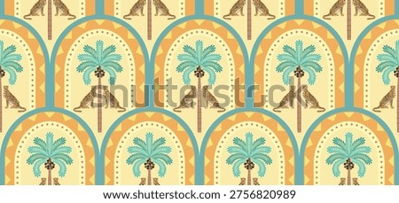 Vector Hand drawn colourful geometric flowers, palm tree, seamless patterns for fabric tropical Pattern, textiles, clothing, wrapping paper, backdrop, banner.
