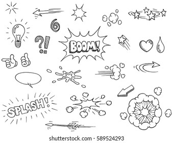 Vector Hand Drawn Comic Elements Doodles