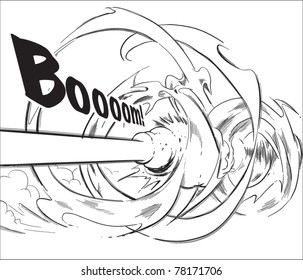 Vector Hand Drawn Comical Background - Cannon