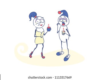 VECTOR Hand drawn comics heroes, line art, cartoon illustration. Doodle cute miniature with funny friends
