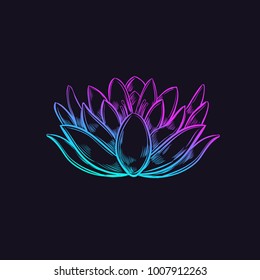 Vector hand drawn conceptual print. Sketch style. Lotus. Yoga. Indian Poster