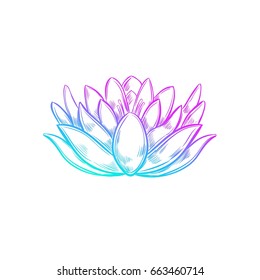 Vector hand drawn conceptual print. Sketch style. Lotus. Yoga. Indian Poster.