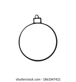 Vector hand drawn contour and shape of Christmas tree ball for coloring at Xmas and New year holidays. Template for kids creativity