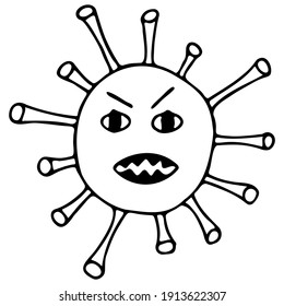 Vektor handgezeichnet Coronavirus. Line covid auf weißem Hintergrund.