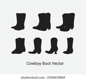 vector hand drawn cowboy boots silhouette