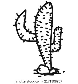 vector hand drawn cowboy cactus plant