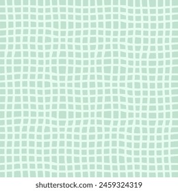 Vector hand drawn crayon checkered pattern. Grunge Doodle Plaid geometrical green white brush texture. pencil Crossing lines. Abstract pattern