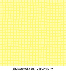 Vector hand drawn crayon checkered pattern. Grunge Doodle Plaid geometrical yellow beige white brush texture. pencil Crossing lines. Abstract pattern