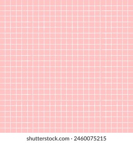 Vector hand drawn crayon checkered pattern. Grunge Doodle Plaid geometrical pink white brush texture. pencil Crossing lines. Abstract pattern