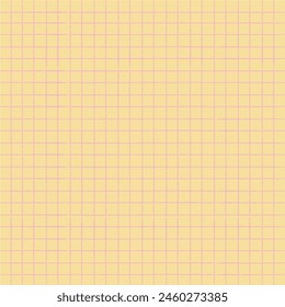 Vector hand drawn crayon checkered pattern. Grunge Doodle Plaid geometrical yellow pink white brush texture. pencil Crossing lines. Abstract pattern