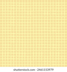 Vector hand drawn crayon checkered pattern. Grunge Doodle Plaid geometrical beige yellow white brush texture. pencil Crossing lines. Abstract pattern