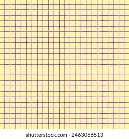 Vector hand drawn crayon checkered pattern. Grunge Doodle Plaid geometrical yellow pink white brush texture. pencil Crossing lines. Abstract pattern