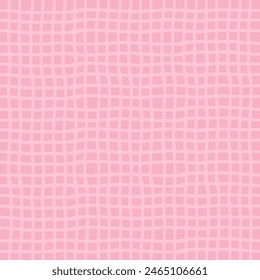 Vector hand drawn crayon checkered pattern. Grunge Doodle Plaid geometrical pink beige white brush texture. pencil Crossing lines. Abstract pattern