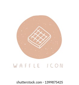 Vector hand drawn crispy belgium waffles icon for culinary project, blog or logo. Minimalistic culinary stories template