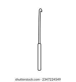 Vector hand drawn crochet hook isolated on white background. Doodle sketch