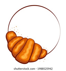  Vector hand drawn croissant with cup of coffee. Outline bakery croissant vector isolated on white background for design menu cafe,bistro, restaurant, label and packaging.