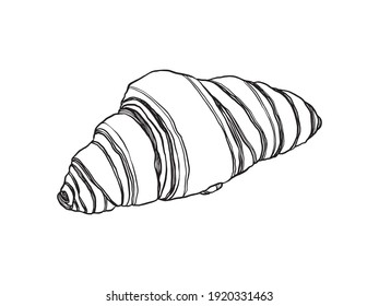 Vector hand drawn croissant icon badge bakery for design menu cafe, label and packaging. Croissant icon badge bakery. Linear style.