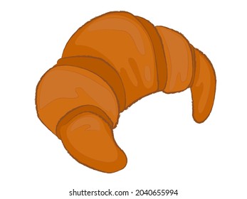 Vector hand drawn croissant, icon. Bakery croissant with crumb. Vector isolated on white background for cafe, bistro, restaurant menu design, labels and packaging. Thrandi illustration. Cartoon style.