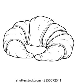 Vector hand drawn croissant icon badge bakery for design menu cafe, label and packaging.