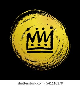 Vector hand drawn crown with paint texture.