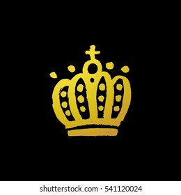 Vector hand drawn crown with paint texture.