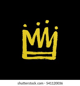 Vector hand drawn crown with paint texture.