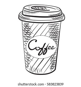 vector hand drawn cup of coffee. Hand drawn elements for cafe and restaurant menu design. Sketch