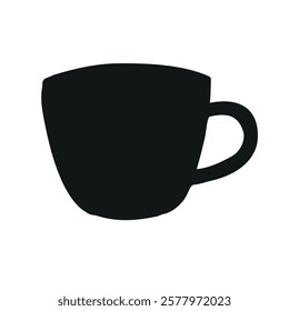 Vector hand drawn cup silhouette isolated on white background