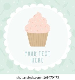 Vector hand drawn cupcake greeting card
